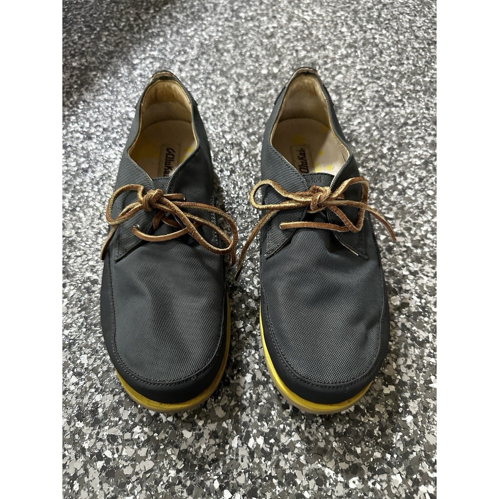 OluKai Honolulu Lace Mesh Charcoal Gray Yellow Shoes Mens 11 10214-6C5V Oxford